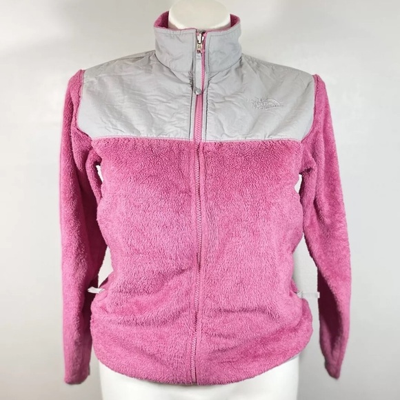 The North Face Other - THE NORTH FACE Pink Gray Fleece Full Zip Long Sleeve Jacket Girls Youth Size XL